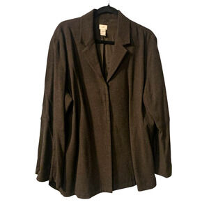 J. Jill Women's Viscose Wool Jacket Plus Size 20 Brown Stretch Relaxed Career